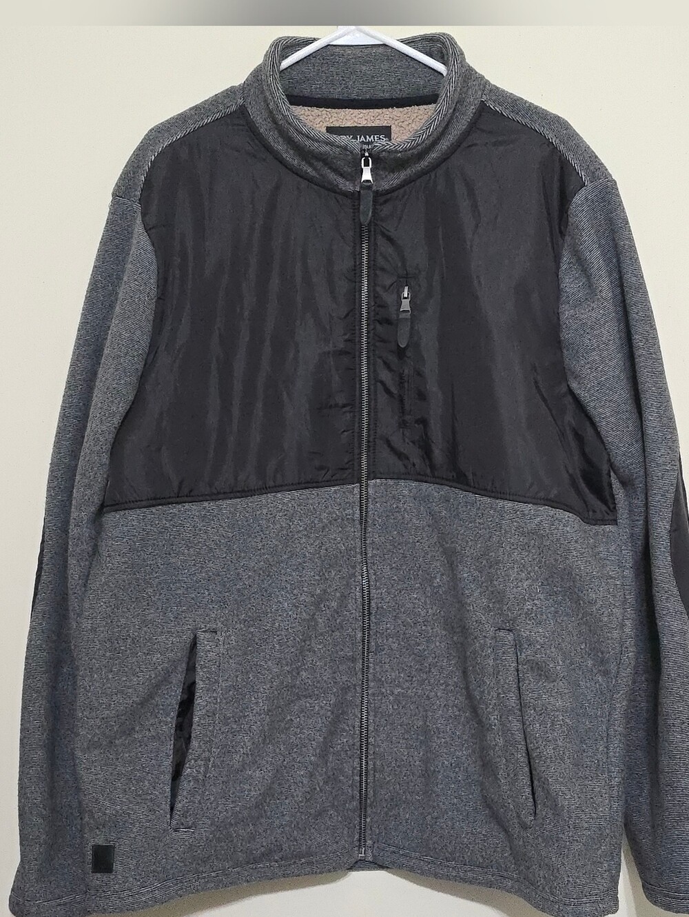 James Men's Gray and Black Full-Zip Jacket